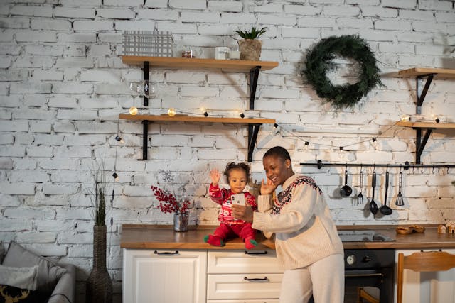 mother and daughter in kitchen