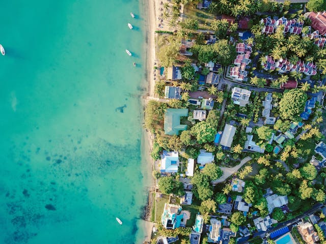 overhead shot of vacation homes